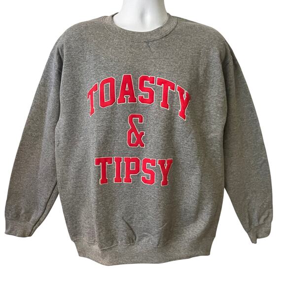 Lulu Simon Studio TOASTY AND TIPSY Christmas Holiday Sweatshirt Size Small - Picture 1 of 3